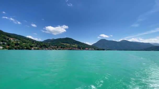 Popular Bavarian Tegernsee Having Trip Turqouise Water Summertime Filmed Ship — Stockvideo