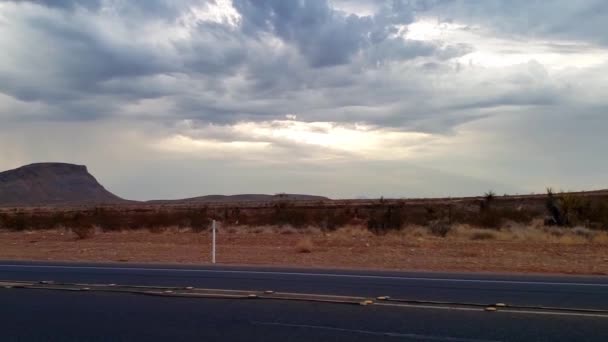 Dramatic Morning Sky Driving East Las Vegas Nevada High Desert — Vídeo de Stock