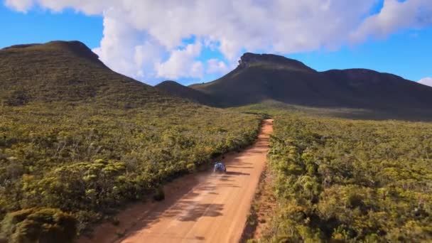 Aerial Follow Car Driving Lush Landscape Western Australia — Stock video