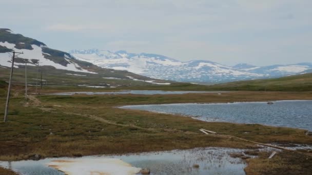 Panoramic View Calm Lake Green Fields Jamtland Triangle Jamtlandstriangeln Sweden — Stockvideo