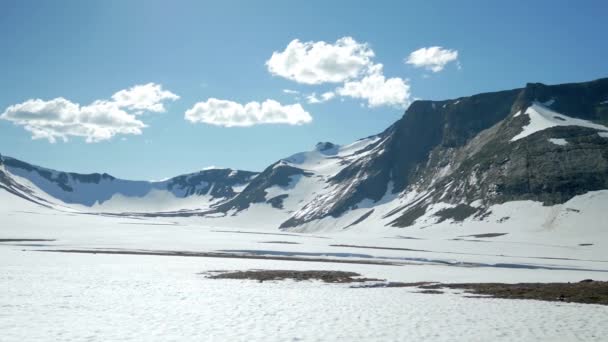 Beautiful White Mountain Landscape Sylarna Sweden Wide Pan — Stockvideo