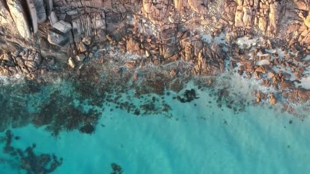 Aerial Drone Topdown Moving Away Ocean Crystal Clear Calm Turquoise — Video
