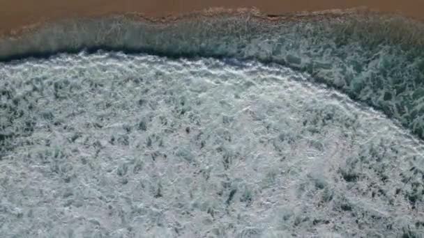 Aerial Drone Topdown Waves Breaking White Water Cool Patterns Created — Stockvideo