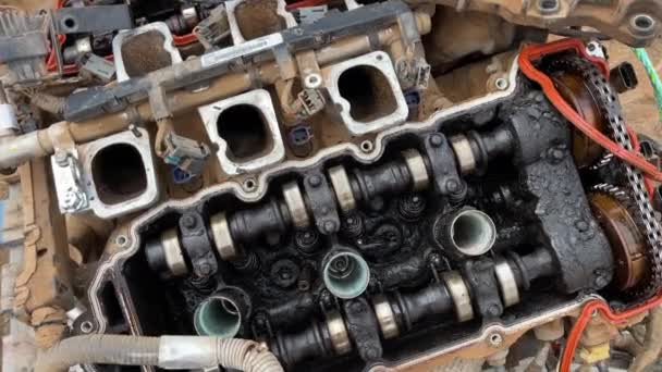 Looking Engine Damaged Lack Maintenance — Stockvideo