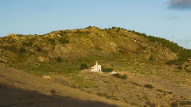 Isolated Church Our Lady Grace Porto Santo Island Sunset Portugal — Vídeos de Stock