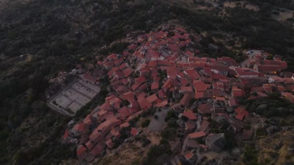 Portuguese Historic Monsanto Village Sunset Portugal Top Aerial Drone View — Stock videók