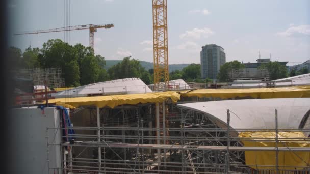 Stuttgart View Pillars Being Constructed Massive Building Site — Stock video