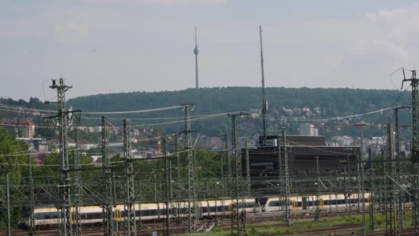 Stuttgart Central Train Station Fernsehturm Trains Distance — 비디오