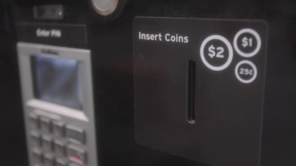 Coin Two Canadian Dollard Inserted Parking Machine — Video Stock
