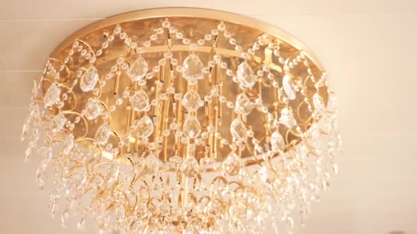 Hanging Crystal Chandelier Rotating Shot — Wideo stockowe