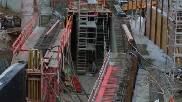 Stuttgart Massive Building Site Train Station Tunnel Construction — Vídeo de stock