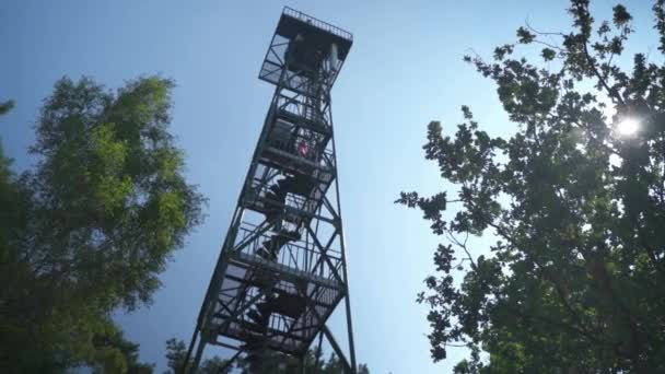 Skyward Shot Tall Observation Tower Which Gives Visitors Bird Eye — ストック動画