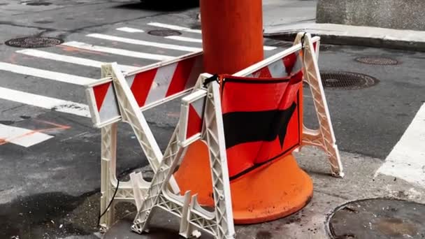 Khas New York Manhattan Adegan Jalan Dengan Lokasi Konstruksi Dan — Stok Video