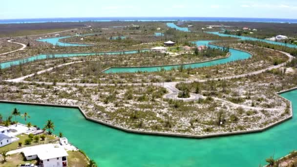 Drone Aerial View Devastated Landscape Grand Bahama Hurricane Dorian Bare — Stockvideo