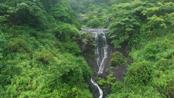 Drone Shot Beautiful Waterfall Hill Pavagadh Waterfall Also Known Kuniya — Stockvideo