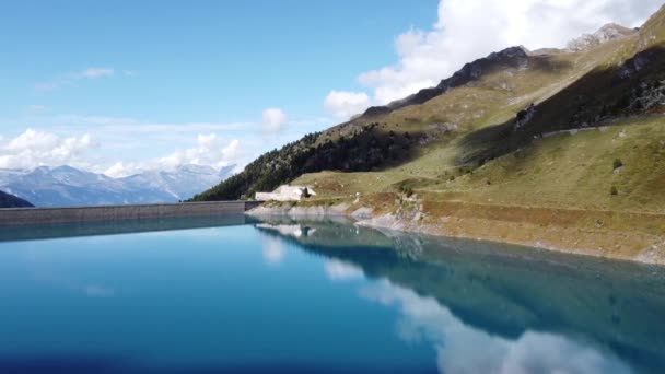 Dam Wall Lac Cleuson Canton Valais Swiss Mountains Deep Blue — Stockvideo