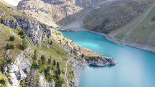 Bird View Beautiful Lac Cleuson Valais Swiss Alps — Videoclip de stoc