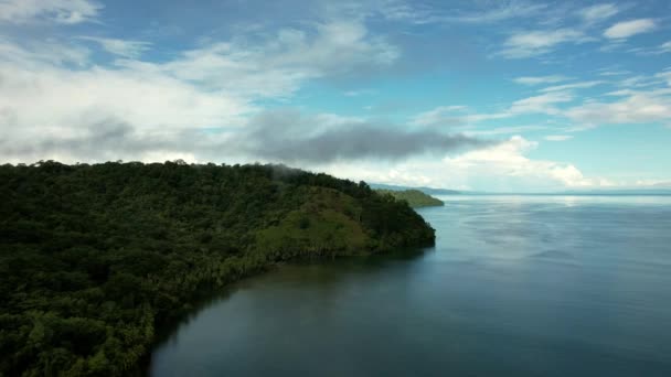 Aerial View Puerto Jimenez Costa Rica Blue Water Green Landscape — Stock Video