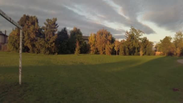 Outdoor Opname Van Een Veld Bij Zonsondergang — Stockvideo