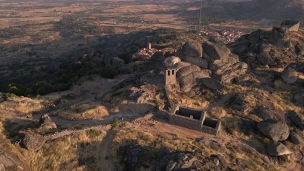 Megalithic Rocks Monsanto Portugal Aerial Drone View — Stock videók