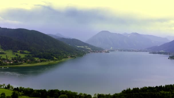 Bavarian Tegernsee Its Beauty Cloudy Day Summer Alp Mountain Panorama — Stok video