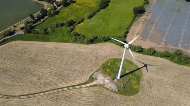 Wind Power Turbine Generating Clean Renewable Energy Green English Countryside — Wideo stockowe