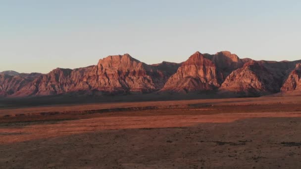 Aerial Panoramic View Golden Hour Red Rock Canyon — Stock video