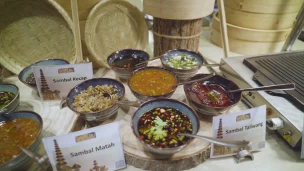 Ασιατικό Εστιατόριο Ευρύ Ίδρυση Πλάνο Όμορφη Σχεδίαση Bambo Διακόσμηση Ασιατική — Αρχείο Βίντεο