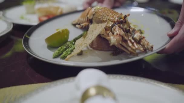 Lobster Grilled Lobster Seafood Lover Luxury Restaurant — Stok video