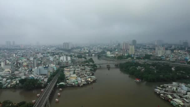Chi Minh City Vietnam Morning Drone Flying Junction Kenh Ong — Video