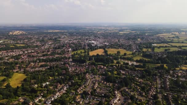 Ariel Landschap Van Engelse Stad Met Huizen Groen Landschap Kenilworth — Stockvideo