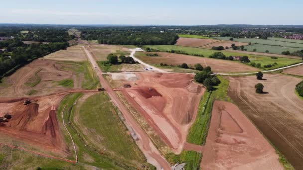 Construction Site Hs2 High Speed Railway Route Destroying Beautiful Warwickshire — Stockvideo