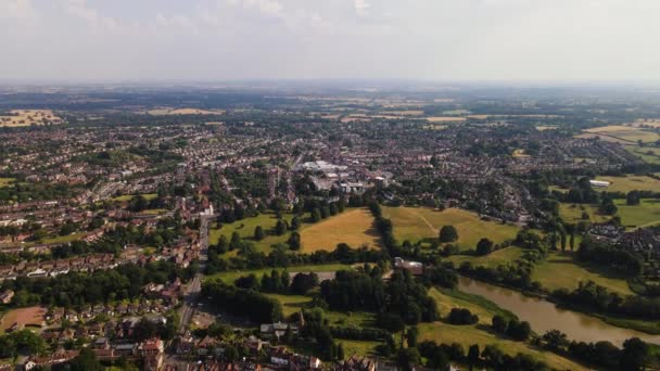 English Town Buildings Homes Rooftops Surrounded Countryside Kenilworth Warwickshire — Video