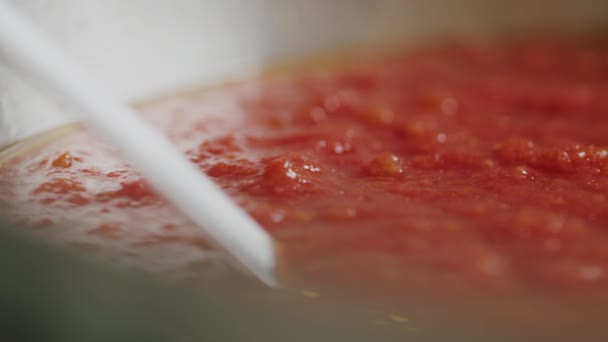 Sliding Shot Fresh Tomato Sauce Pot Ready Used Traditional Italian — Wideo stockowe