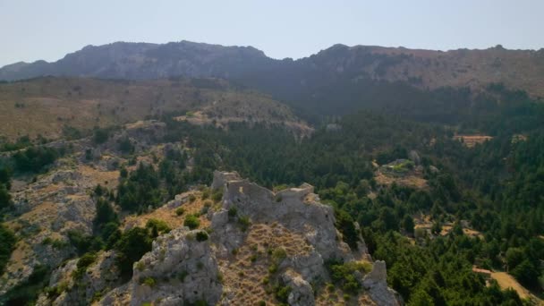 Aerial View Palio Pyli Castle Ruins Kos Greece — Vídeos de Stock