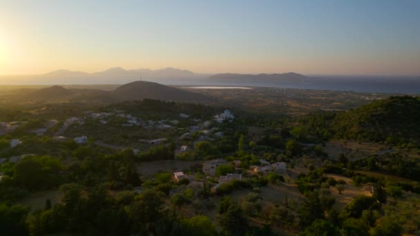 Aerial View Sunset Greek Countryside Kos Greece — Vídeo de Stock