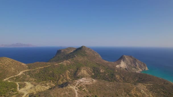 Aerial View Approaching Mountain Peninsula Kos Greece — Wideo stockowe
