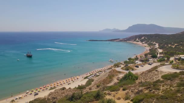 Widok Lotu Ptaka Nad Paradise Beach Kos Grecja — Wideo stockowe