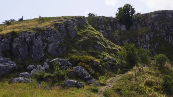 Румынский Горный Пейзаж Гора Пятра Юлуй Живописном Районе Деревни Риметеа — стоковое видео