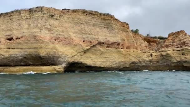 Cliff Side Geological Rock Formations Coast Portugal — Stock video