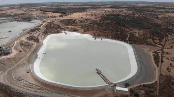 Reservoir Water Supply Facility Monte Perreiro Portugal Aerial — Stock Video