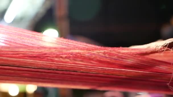Thai Local Doing Weaving Traditional Style — Stok video