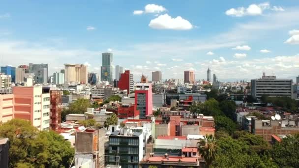 Flyg Panoramautsikt Över Centrala Mexico City Skyline Mot Den Historiska — Stockvideo