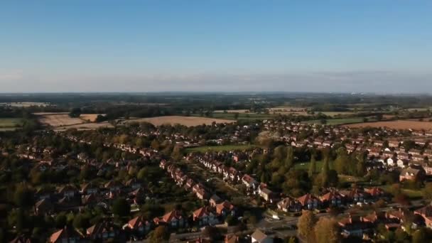Ariel Uitzicht Het Platteland Warwickshire Engeland Met Groene Gele Velden — Stockvideo