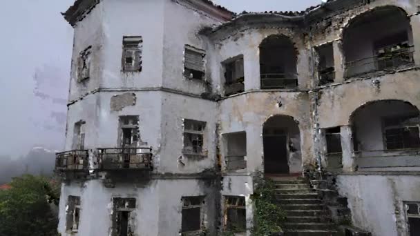 Drone Circling Children Sanatorium Structure Caramulo Portugal Aerial View — Stock Video