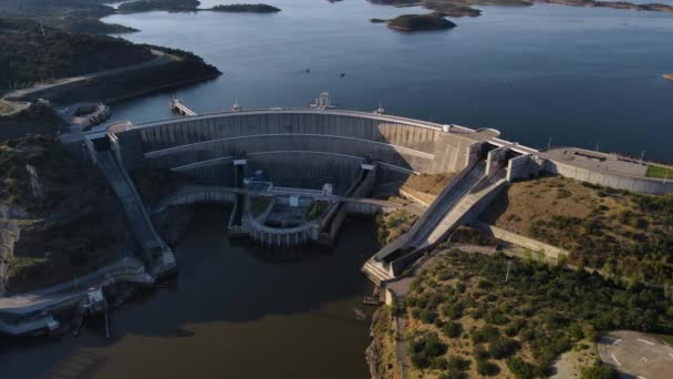 Alqueva Dam Portugal Aerial Panoramic View — Stock Video