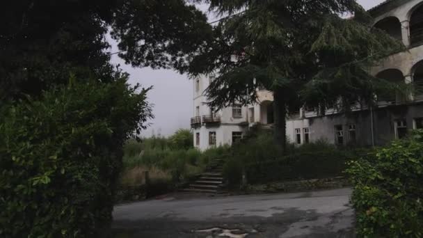 First Person View Walking Caramulo Children Sanatorium Old Abandoned Building — Stock Video