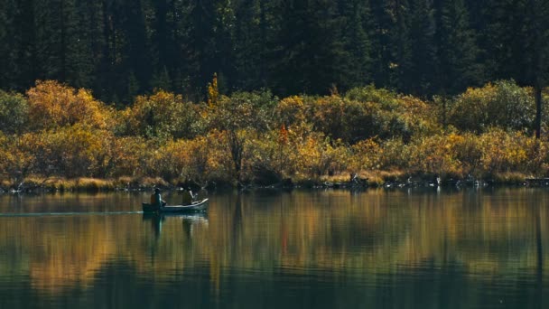 Canoe Lake Rowing Autumn Close — Αρχείο Βίντεο