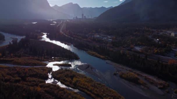 Factory Mountains River Far Away — Vídeo de Stock