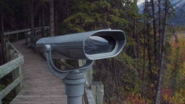 Boardwalk Coin Operated Binoculars Autumn Close — Vídeos de Stock